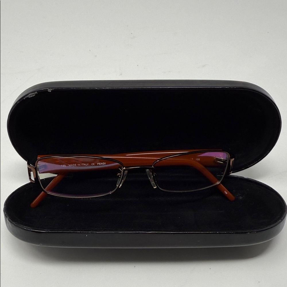 Fendi Orange And Bronze Rectangular Eyeglasses - image 2